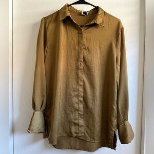 a new day olive green button down top